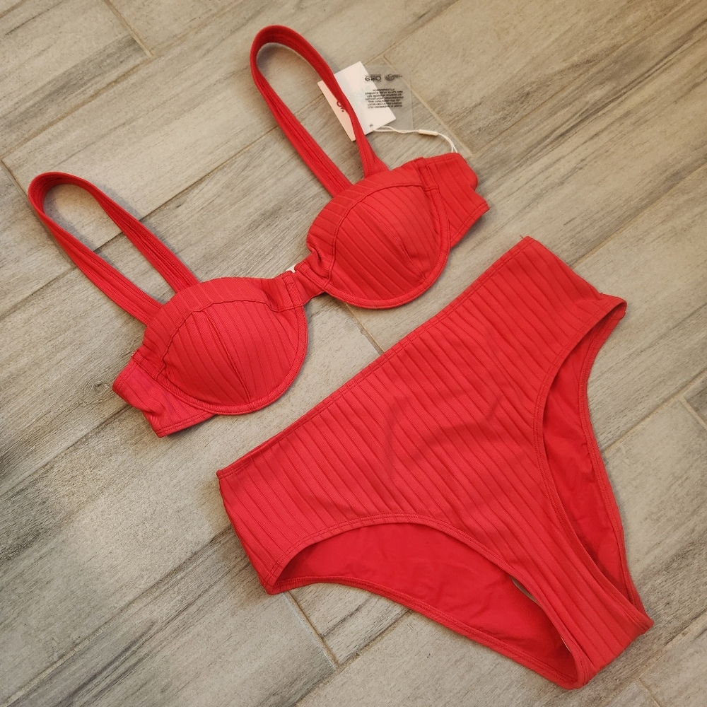 Solid & Striped Red Bikini Set - image 5
